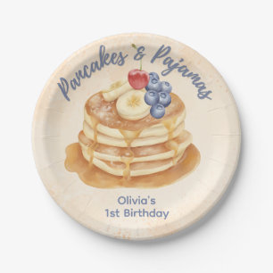 Fruit Blueberry Pancakes & Pyjamas 1st Birthday Paper Plate