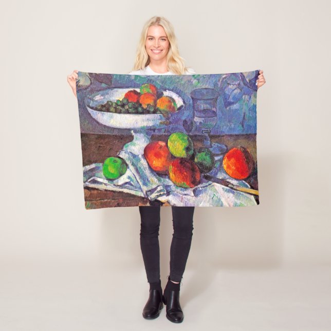 Fruit bowl, Glass and Apples, Cezanne Fleece Blanket (In Situ)