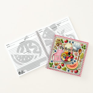 Fruit Bowl Surrounded by Kitchen Elements Notebook