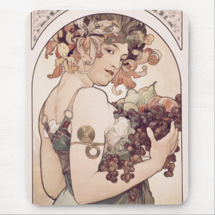 Fruit by Alphonse Mucha Mouse Mat