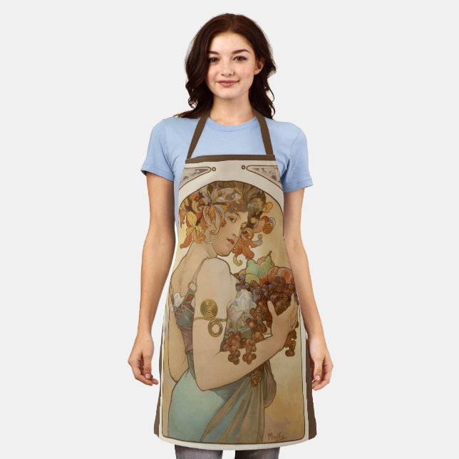 Fruit by Alphonse Mucha, Vintage Art Nouveau Apron (Worn)