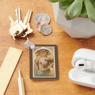 Fruit by Alphonse Mucha, Vintage Art Nouveau Key Ring