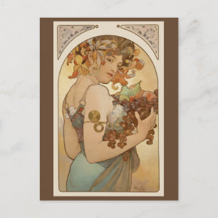 Fruit by Alphonse Mucha, Vintage Art Nouveau Postcard