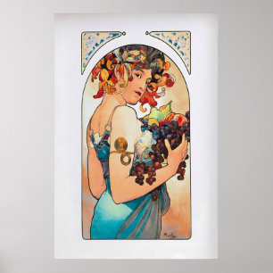 Fruit by Alphonse Mucha Vintage Fine Art Nouveau Poster