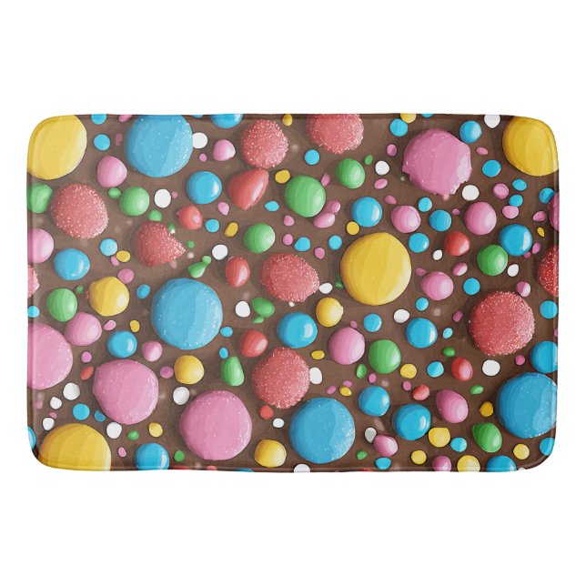 Fruit Candy Milk Chocolate Pattern Bath Mat (Front)