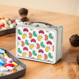 Fruit Candy Shapes Pattern Metal Lunch Box