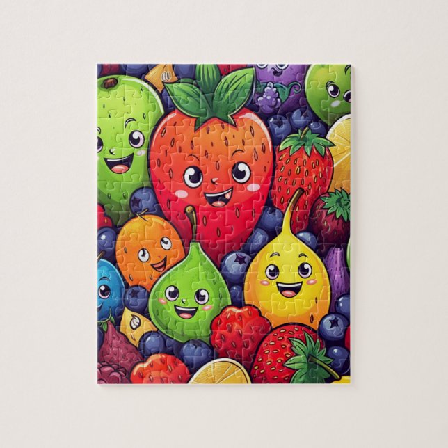 Fruit Cartoon Character Fun Food Jigsaw Puzzle (Vertical)