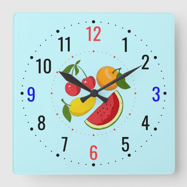 Fruit Decor in the Kitchen - Modern Country Square Wall Clock (Front)
