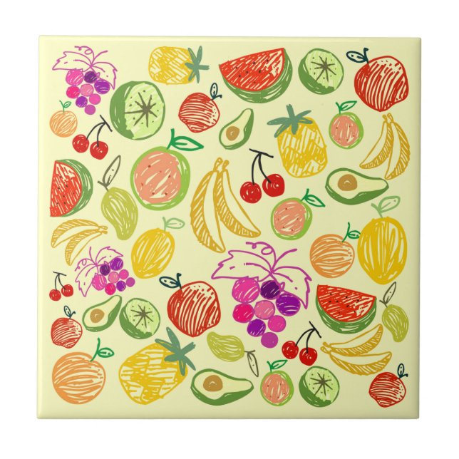 Fruit Doodle Pattern Tile (Front)