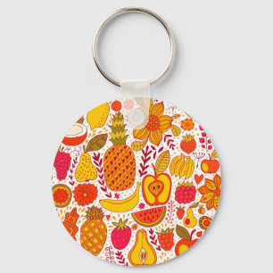 Fruit Doodles: Summer Vintage Pattern. Key Ring