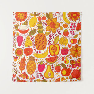 Fruit Doodles: Summer Vintage Pattern. Tapestry