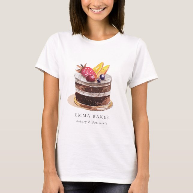 FRUIT FLORAL CAKE PATISSERIE CUPCAKE BAKERY CHEF T-Shirt (Front)