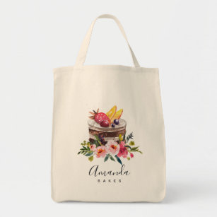 FRUIT FLORAL CAKE PATISSERIE CUPCAKE BAKERY CHEF TOTE BAG