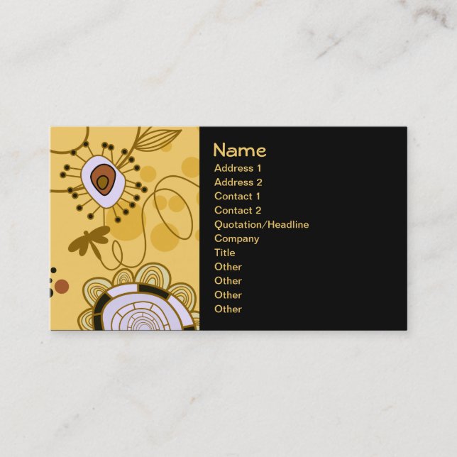 Fruit Flower Cool Cute Girly Retro Floral Business Card (Front)
