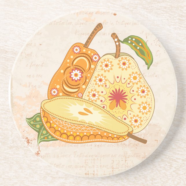 Fruit Flower Cool Cute Girly Retro Floral Coaster (Front)