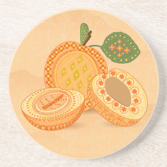 Fruit Flower Cool Cute Girly Retro Floral Coaster (Front)