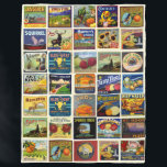 Fruit & Food Labels Patchwork Fleece Blanket<br><div class="desc">A wonderful collection of vintage fruit and vegetable labels creating a patchwork blanket.</div>