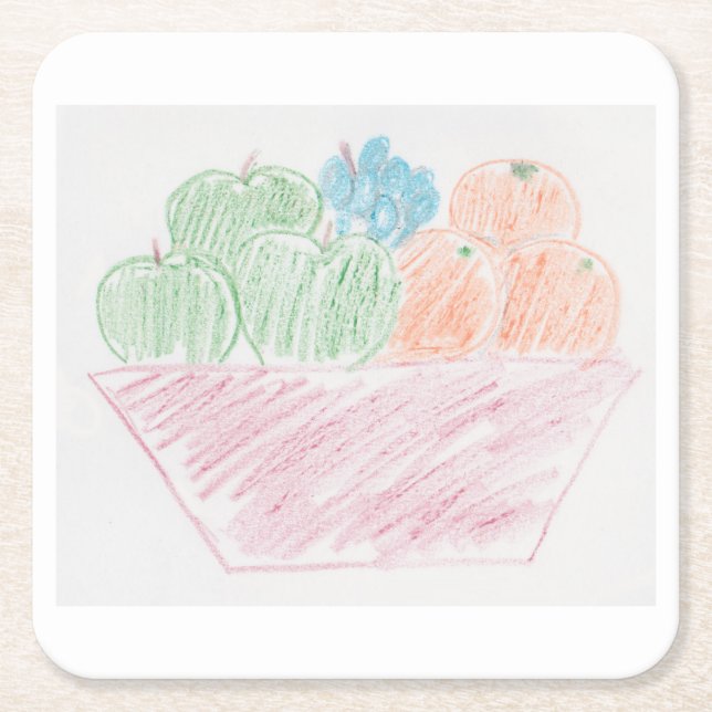 Fruit for live square paper coaster (Front)