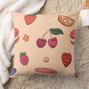 Fruit & French Macaron Pattern Cushion
