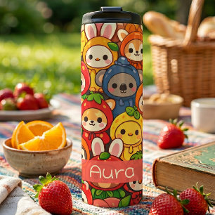 Fruit Friends Parade Cute Animal Custom Thermal Tumbler