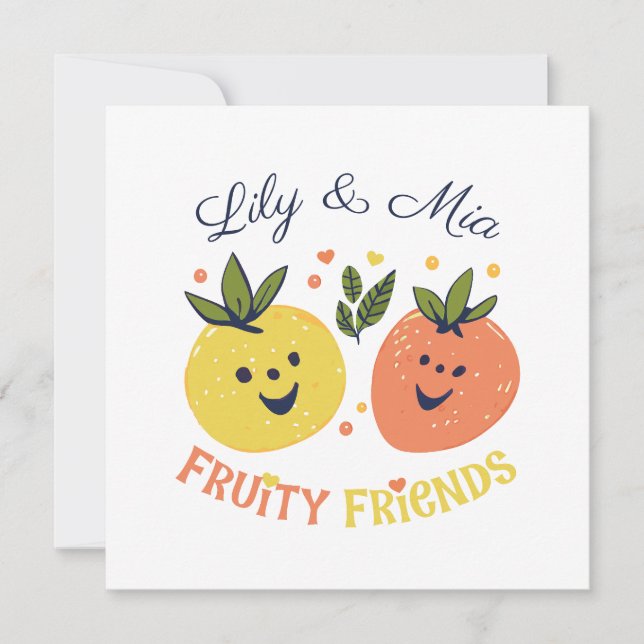 Fruit Friends Strawberry and Orange Holiday Card (Front)