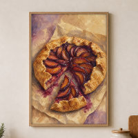 Fruit Galette Slice Watercolour Cottagecore Poster
