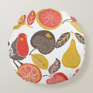 fruit garden with bird round cushion