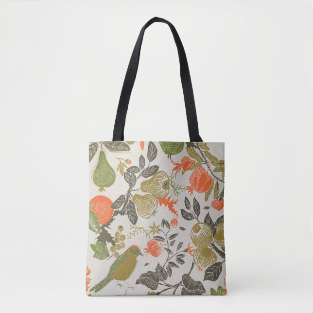 fruit garden with bird. seamless pattern tote bag (Front)