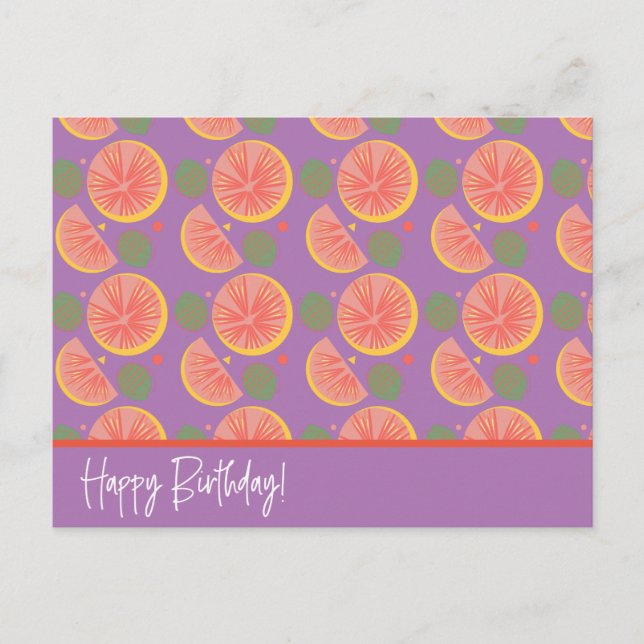Fruit Grapefruit Confetti Pattern Postcard (Front)