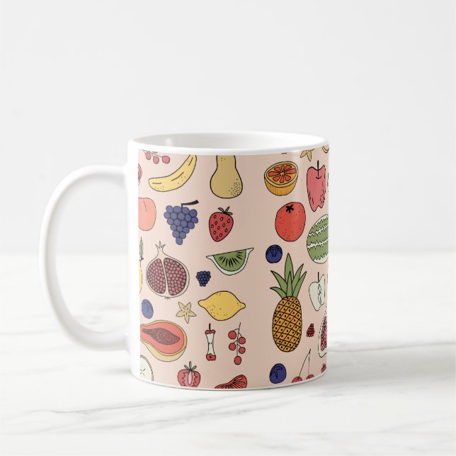 Fruit hand drawn pattern coffee mug (Left)