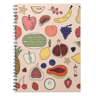 Fruit hand drawn pattern notebook