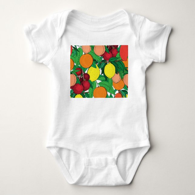 Fruit Hand Drawn Sketch Pattern Baby Bodysuit (Front)