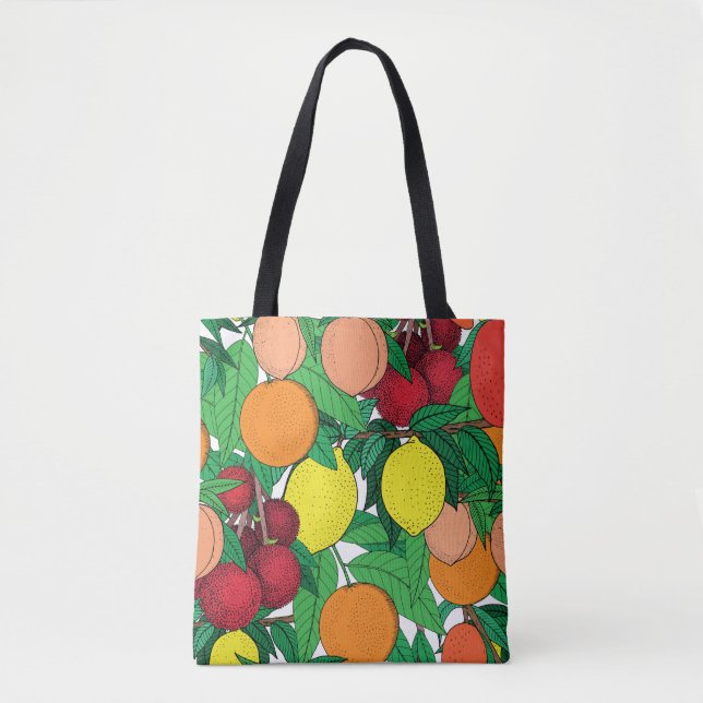 Fruit Hand Drawn Sketch Pattern Tote Bag (Front)