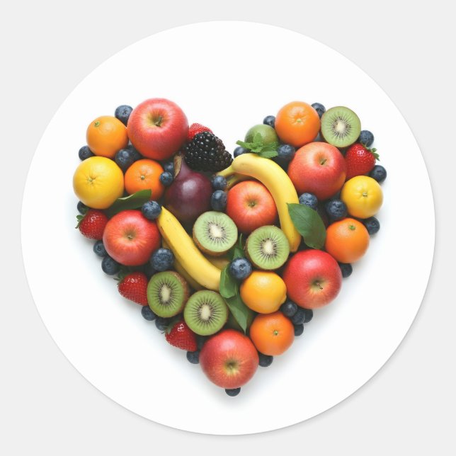 Fruit Heart Classic Round Sticker (Front)