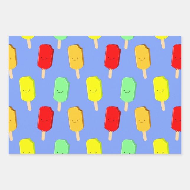 Fruit Ice Pop Pattern Wrapping Paper Sheet (Front)