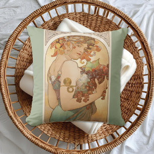 Fruit Illustration Alphonse Mucha Cushion
