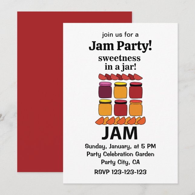 Fruit Jam Sweetness In A Jar Fruit Jam Invitation (Front/Back)
