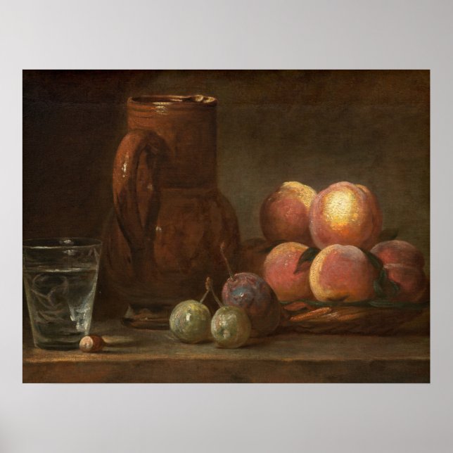 Fruit, Jug & Glass - Jean-Siméon Chardin Fine Art Poster (Front)