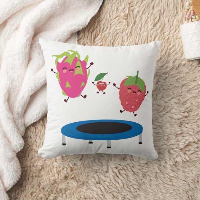 Fruit Jumping On Trampoline   Cushion (Blanket)