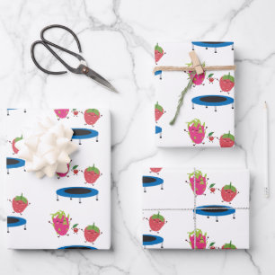 Fruit Jumping On Trampoline  Wrapping Paper Sheet