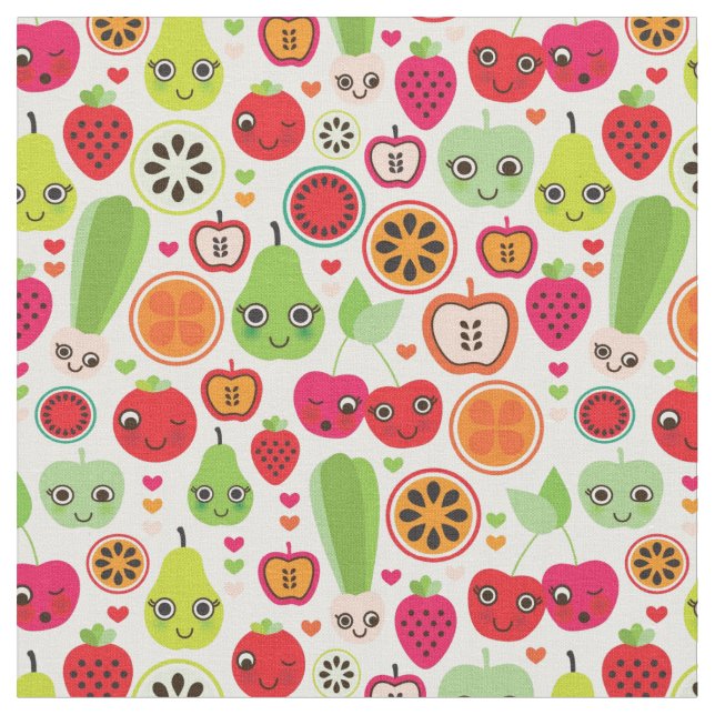 fruit kids illustration apple fabric (Close Up)