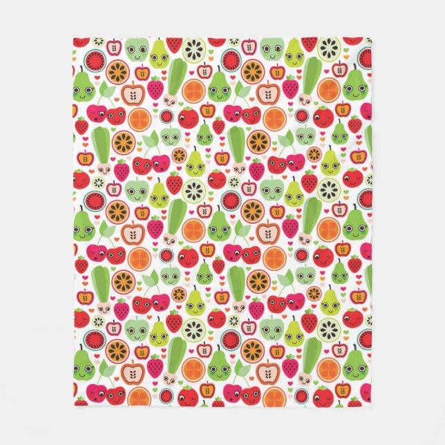 fruit kids illustration apple fleece blanket (Front)