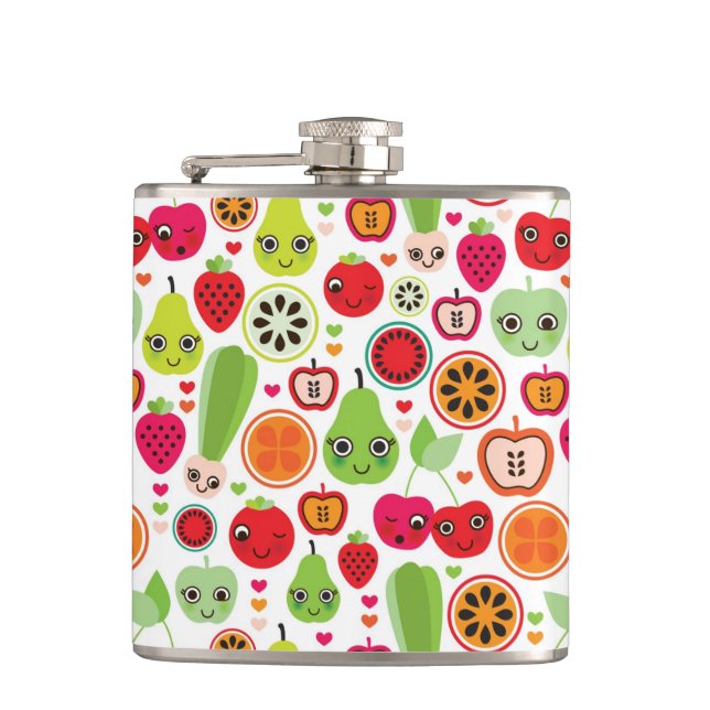 fruit kids illustration apple hip flask (Front)