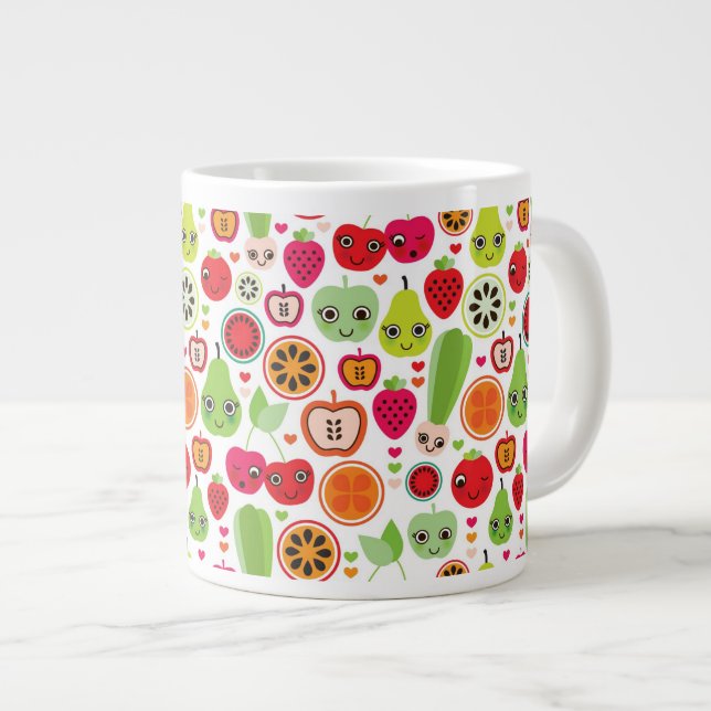 fruit kids illustration apple large coffee mug (Front Right)