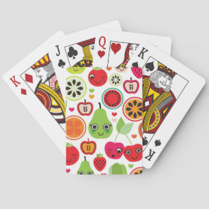 fruit kids illustration apple playing cards