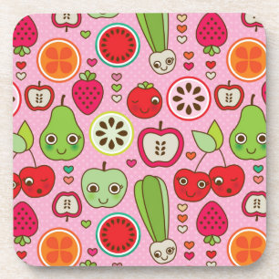 fruit kitchen illustration pattern coaster