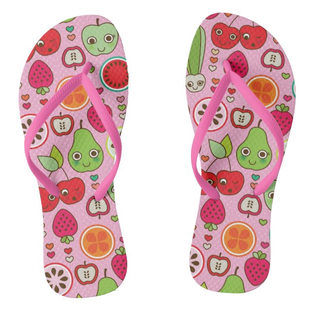 fruit kitchen illustration pattern flip flops (Footbed)