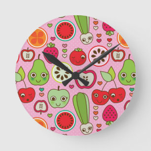 fruit kitchen illustration pattern round clock