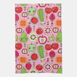 fruit kitchen illustration pattern tea towel