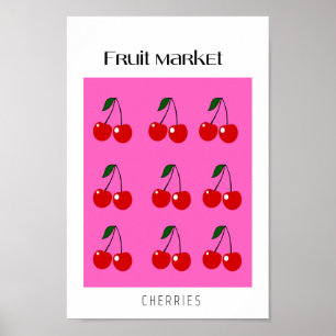 Fruit Market Cherries Poster